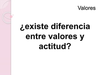 Valores
¿existe diferencia
entre valores y
actitud?
 