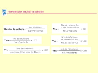 Fórmules per estudiar la població 