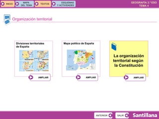 Organización territorial Divisiones territoriales  de España Mapa político de España La organización territorial según  la Constitución 