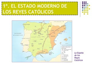 1º. EL ESTADO MODERNO DE 
LOS REYES CATÓLICOS 
1º. UNA ECONOMÍA MODERNA 
La España 
de los 
Reyes 
Católicos 
 