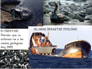 El PRESTIGE.
Petroler que va
enfonsar-se a les
costes gallegues
Any 2002
UN GRAN DESASTRE ECOLÒGIC
 