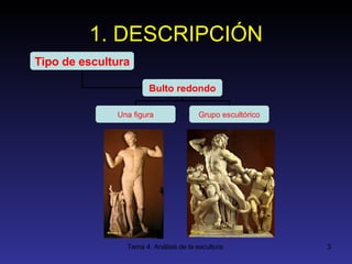 1. DESCRIPCIÓN Tipo de escultura Bulto redondo Una figura Grupo escultórico 
