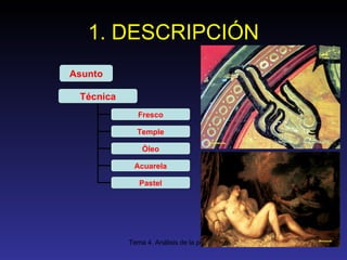 1. DESCRIPCIÓN Técnica Fresco Temple Óleo Acuarela Pastel Asunto 