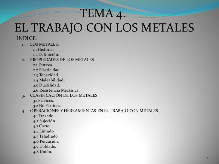 Tema 4 El Trabajo Con Los Metales