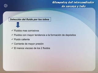   Se prefiere cuando la limpieza mecánica es criticaEspaciado de tubos (Pitch)1.25*Diámetro externo del tubo    En las refinerías se prefieren tubos de 20 pie de longitud  