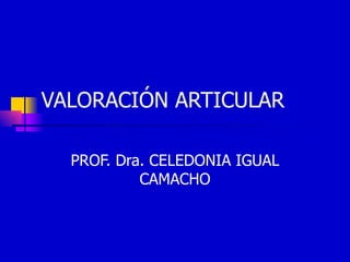 VALORACIÓN ARTICULAR

  PROF. Dra. CELEDONIA IGUAL
           CAMACHO
 