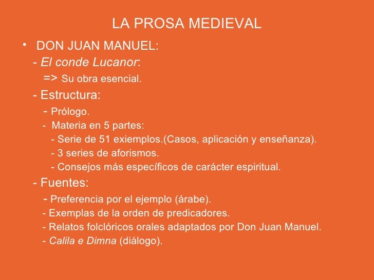 La prosa medieval. La