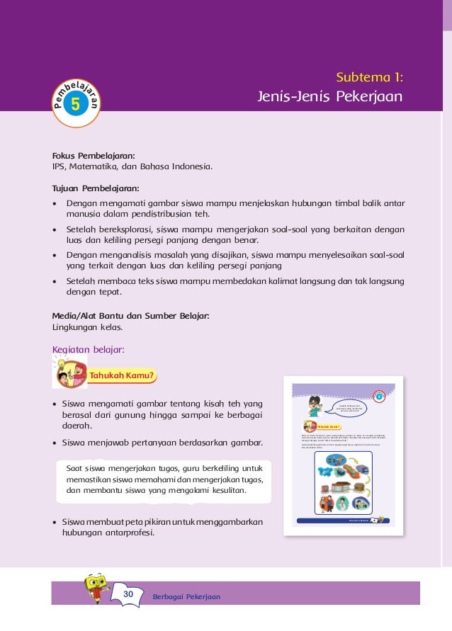 indonesia soal wawancara 5 kelas bahasa tentang kelas pekerjaan 2013 1 bse kurikulum Tema sd berbagai 4 4,