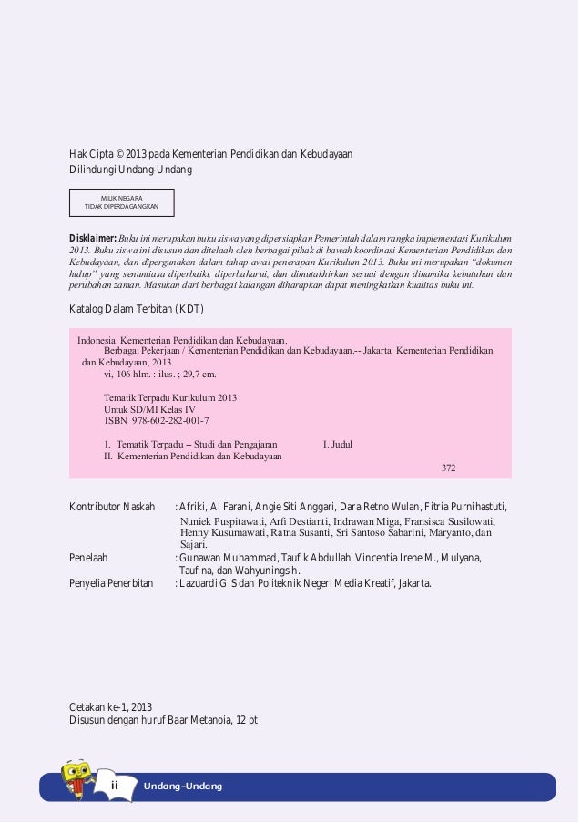 Tema 4 Berbagai Pekerjaan Kurikulum 2013 Bse Kelas 4 Sd