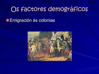Os factores demográficos Emigración ás colonias 