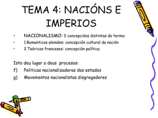 TEMA 4: NACIÓNS E IMPERIOS ,[object Object],[object Object],[object Object],[object Object],[object Object],[object Object]