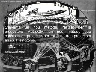S'inventa un nou mètode, ralitzat per la
productora MetroGM, un nou mètode que
consistia en projectar per mitjà de tres projectors
en igual sincronia.
 