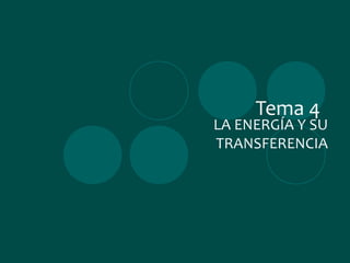 Tema 4
LA ENERGÍA Y SU
TRANSFERENCIA
 
