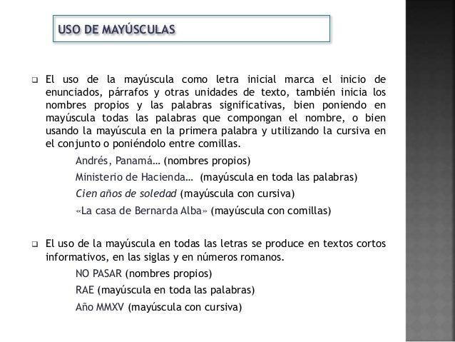 Uso de mayúsculas