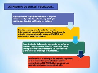 LAS PREMISAS DE BULLER Y BURGOON…
 