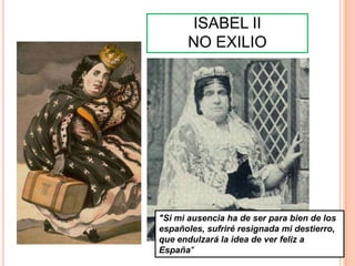 Rexencia de maría cristina (1833-1840)Estatuto real 1834  divide a liberais entre moderados e progresistasGuerra civil 1ª guerracarlista: 1833-1839 enfronta a isabelinos e carlistasConstitución de1837Desamortización de Mendizábal