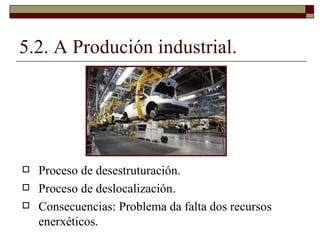 5.2. A Produción industrial. <ul><li>Proceso de desestruturación. </li></ul><ul><li>Proceso de deslocalización. </li></ul>...