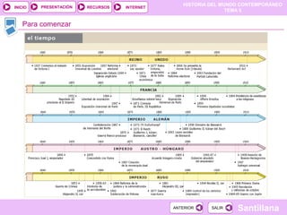 HISTORIA DEL MUNDO CONTEMPORÁNEO
TEMA 5
RECURSOS INTERNETPRESENTACIÓN
Santillana
INICIO
SALIRSALIRANTERIORANTERIOR
Para comenzar
 