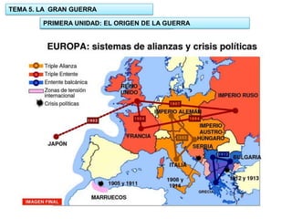 TEMA 5. LA GRAN GUERRA
PRIMERA UNIDAD: EL ORIGEN DE LA GUERRA
1.- UNIDAD: EL ORIGEN DE LA GUERRA

 