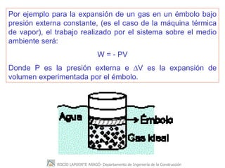 ROCÍO LAPUENTE ARAGÓ- Departamento de Ingeniería de la Construcción
Por ejemplo para la expansión de un gas en un émbolo b...