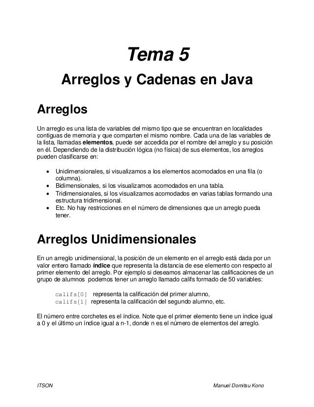 arreglos y cadenas en java tema 5 arreglos y cadenas por gio arreglos y cadenas en java tema 5 arreglos y cadenas por gio