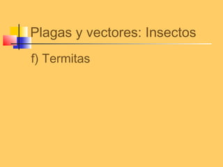 Plagas y vectores: Insectos
f) Termitas
 