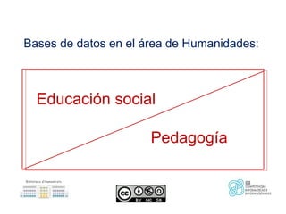 Bases de datos en el área de Humanidades:



  Educación social

                      Pedagogía
 