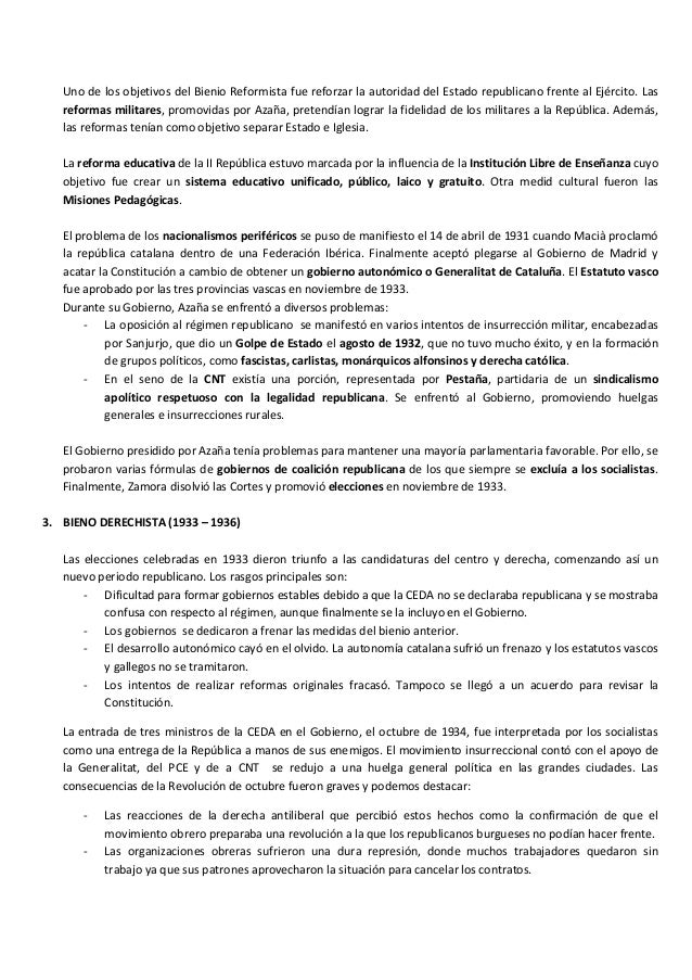 La Ii República Tema Historia Selectividad