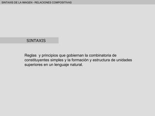 SINTAXIS Reglas  y principios que gobiernan la combinatoria de constituyentes simples y la formación y estructura de unidades superiores en un lenguaje natural. 