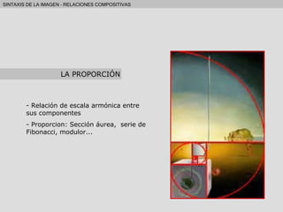 Relación de escala armónica entre sus componentes Proporcion: Sección áurea,  serie de Fibonacci, modulor... LA PROPORCIÓN 
