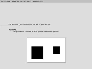 FACTORES QUE INFLUYEN EN EL EQUILIBRIO Tamaño. A igualdad de factores, el más grande será el más pesado 
