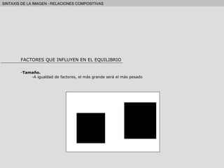FACTORES QUE INFLUYEN EN EL EQUILIBRIO Tamaño. A igualdad de factores, el más grande será el más pesado 