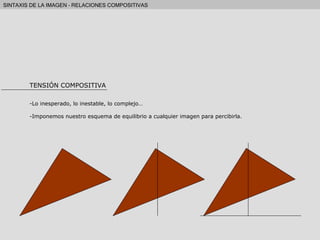 TENSIÓN COMPOSITIVA Lo inesperado, lo inestable, lo complejo… Imponemos nuestro esquema de equilibrio a cualquier imagen para percibirla. 