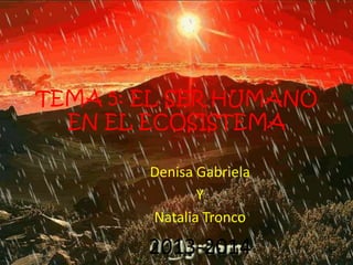 TEMA 5: EL SER HUMANO
EN EL ECOSISTEMA
Denisa Gabriela
Y
Natalia Tronco

2013-2014

 