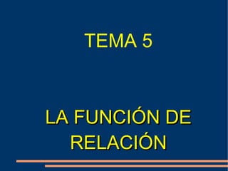 TEMA 5 LA FUNCIÓN DE RELACIÓN 