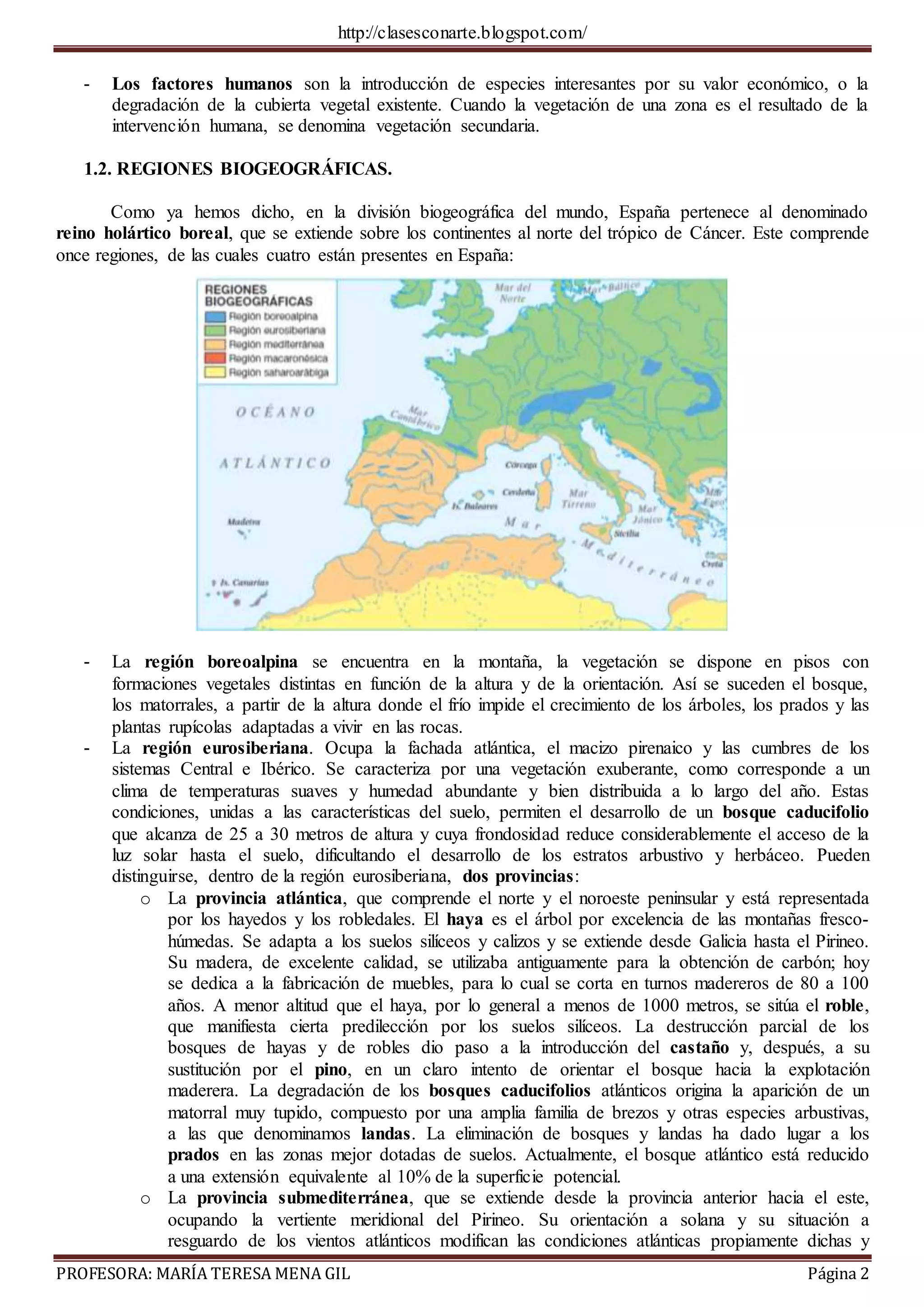 Tema 5 las regiones biogeograficas | DOCX