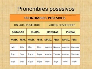 Pronombres posesivos
 