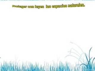 Proteger con leyes  los espacios naturales. 