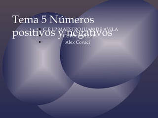 Tema 5 Números
positivos yCURSO 2012/13
                 negativos
       C.E.I.P MAESTRO JUAN DE AVILA
         

         

                 Alex Covaci
 