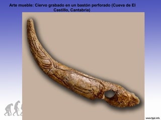 Arte mueble: Ciervo grabado en un bastón perforado (Cueva de El
Castillo, Cantabria)
 