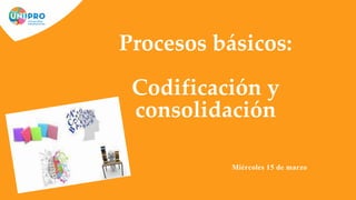 Miércoles 15 de marzo
Procesos básicos:
Codificación y
consolidación
 