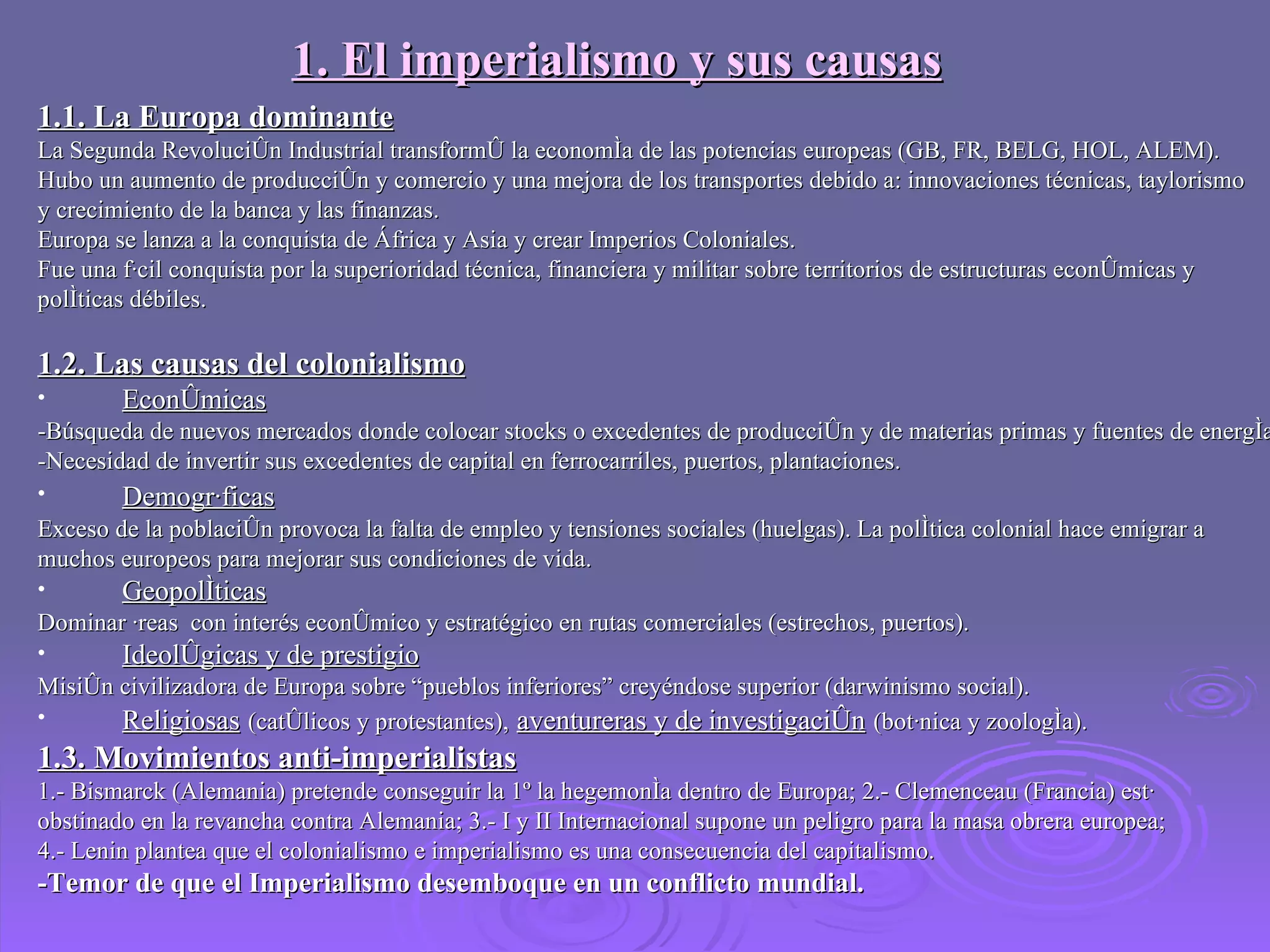 El Imperialismo en el siglo XIX y sus repercusiones | PPT