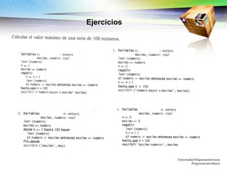 Ejercicios Universidad Hispanoamericana Programación básica 