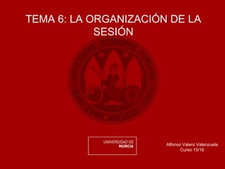TEMA 6: LA ORGANIZACIÓN DE LA
SESIÓN
Alfonso Valero Valenzuela
Curso 15/16
 