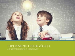 EXPERIMENTO PEDAGÓGICO
¿ EN QUÉ TIPOS DE GRUPOS TE DESENVUELVES?
 