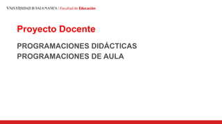 Proyecto Docente
PROGRAMACIONES DIDÁCTICAS
PROGRAMACIONES DE AULA
 