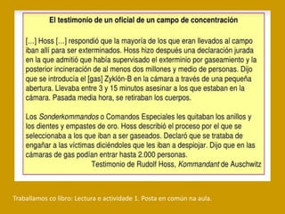 Traballamos co libro: Lectura e actividade 1. Posta en común na aula.
 