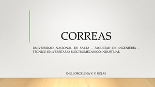 CORREAS
UNIVERSIDAD NACIONAL DE SALTA – FACULTAD DE INGENIERÍA –
TÉCNICO UNIVERSITARIO ELECTROMECÁNICO INDUSTRIAL.
ING. JORGELINA V. V. ROJAS
 