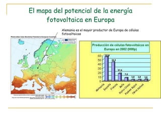 El mapa del potencial de la energía fotovoltaica en Europa Alemania es el mayor productor de Europa de células fotovoltaicas 