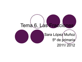 Tema 6. Las Fracciones   Sara López Muñoz 5º de primaria 2011/ 2012 